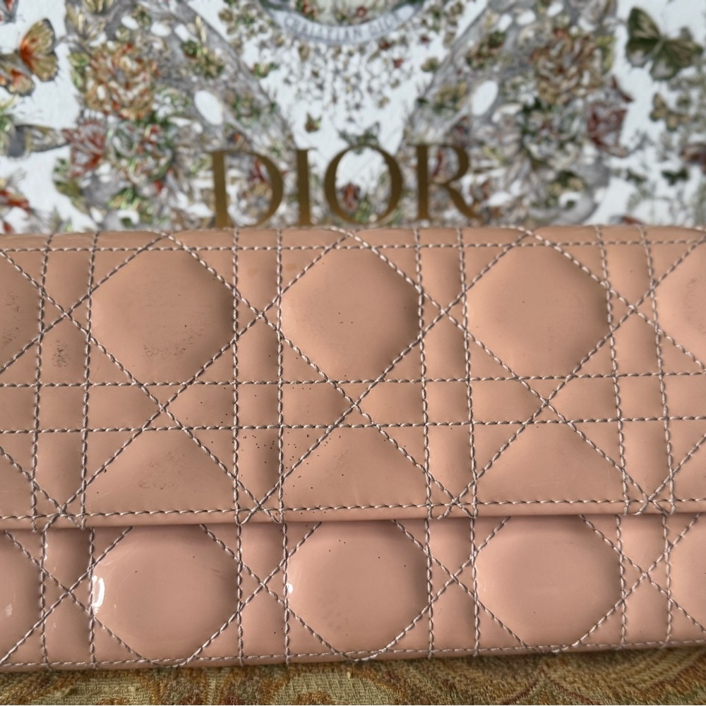 DIOR Patent Cannage Lady Dior Rendez-Vous Croisière Wallet on Chain Charm Pink - Picture 6 of 16